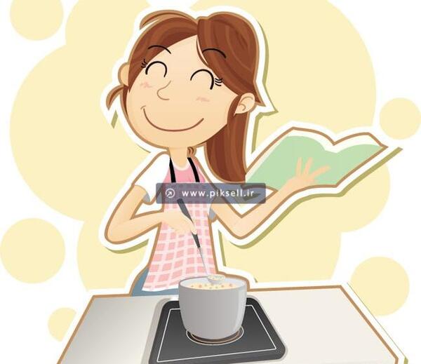 عکس دختر در حال اشپزی