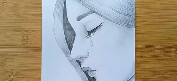 عکس نقاشی سیاه قلم غمگین