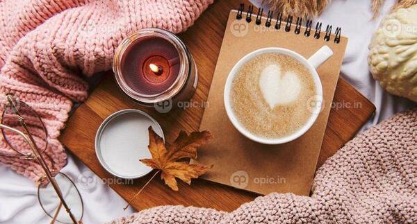 عکس پاییزی با قهوه