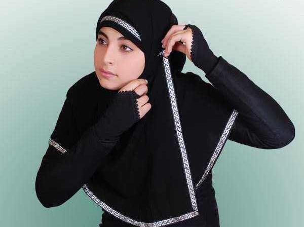 عکس آموزش دوخت مقنعه حجابی