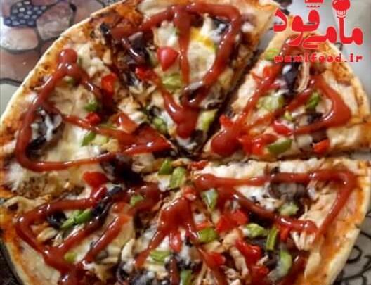 عکس پیتزا مرغ و قارچ