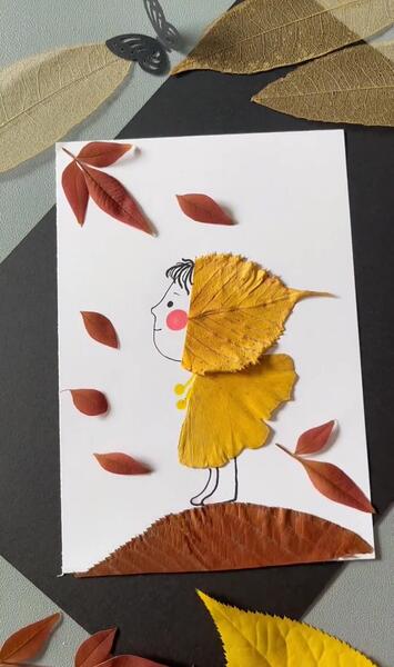 عکس کاردستی با برگ پاییزی