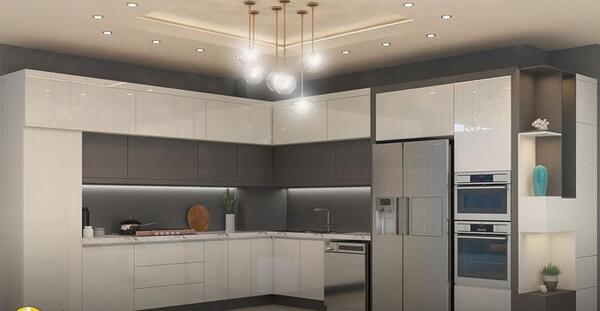 عکس کابینت سفید طوسی