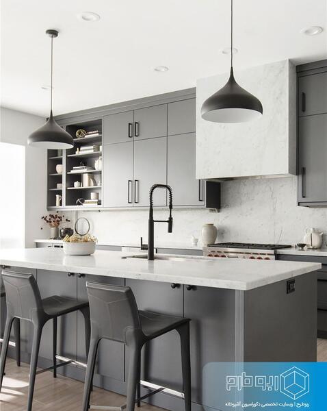 عکس کابینت سفید طوسی