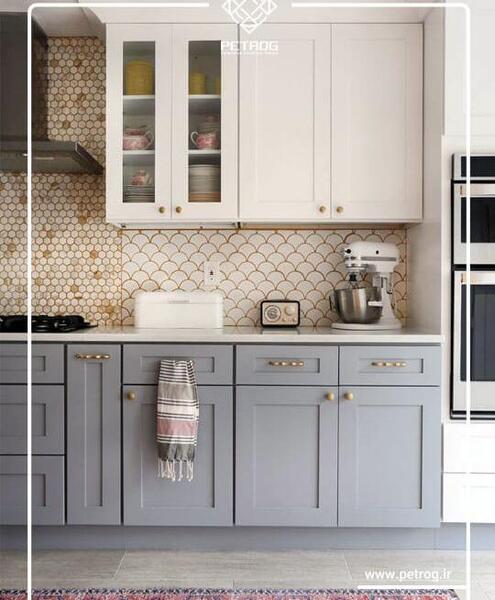 عکس کابینت سفید طوسی