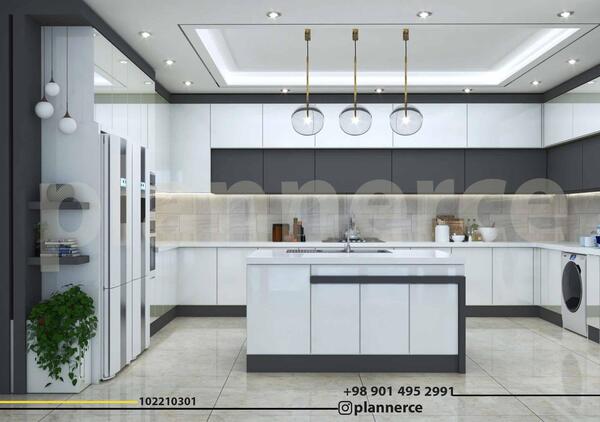 عکس کابینت سفید طوسی