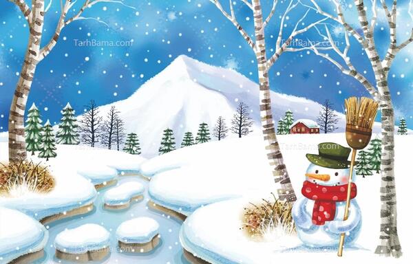 عکس نقاشی ساده آدم برفی