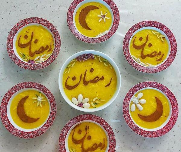 عکس سفره افطار شله زرد