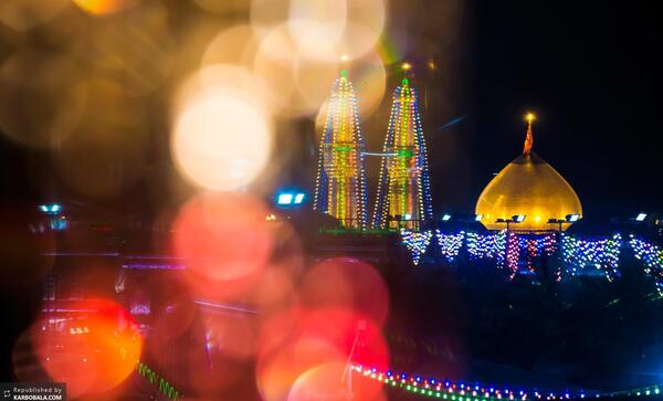 عکس حرم امام حسین در شب میلاد