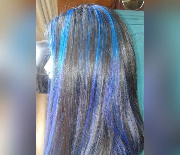 عکس رنگ مو آبی