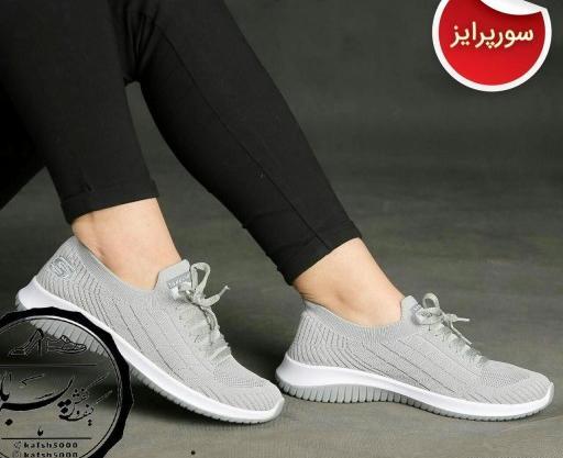 عکس کفش اسپرت دخترانه طوسی