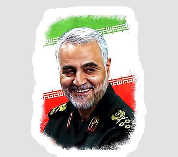 عکس قاسم سلیمانی با پرچم ایران