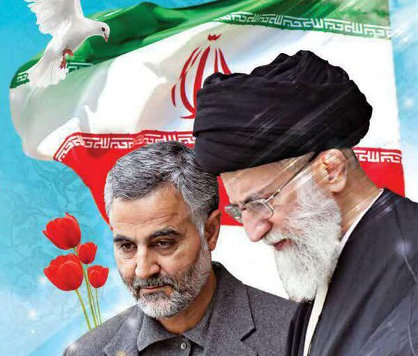 عکس قاسم سلیمانی با پرچم ایران