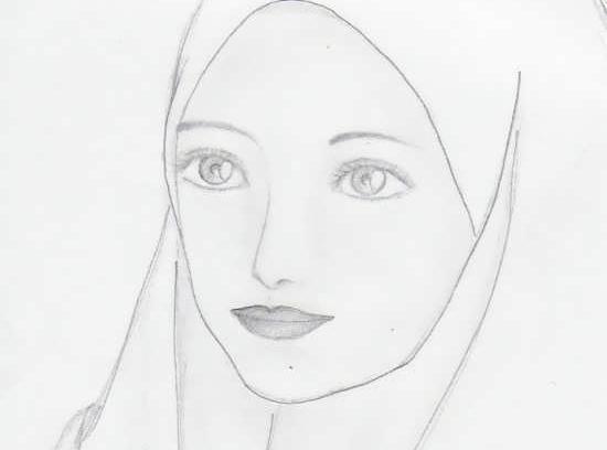 عکس نقاشی دخترانه حجاب دار