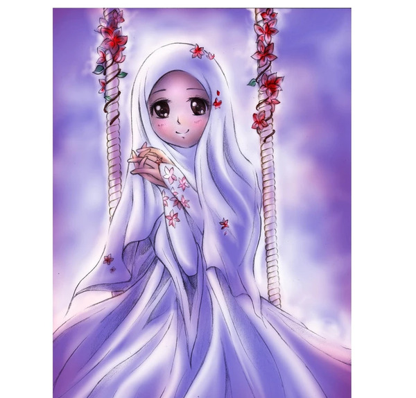 عکس نقاشی دخترانه حجاب دار