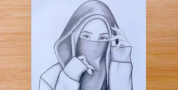 عکس نقاشی دخترانه حجاب دار