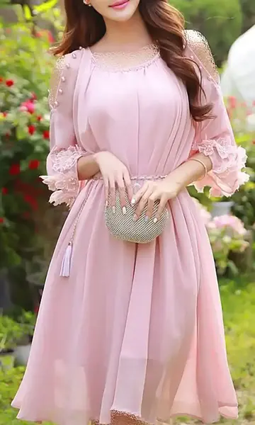 عکس لباس مجلسی صورتی دخترانه شیک