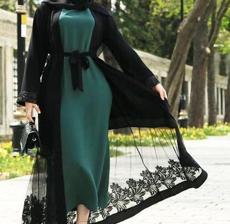 عکس مدل مانتو بلند با پارچه ژرژت