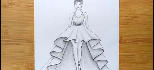 عکس نقاشی دختر از پشت سر با موهای باز