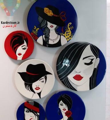 عکس نقاشی دخترانه روی سفال
