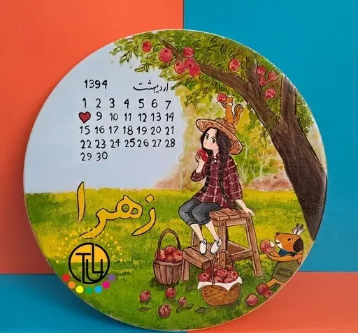 عکس نقاشی دخترانه روی سفال