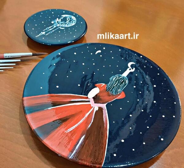 عکس نقاشی دخترانه روی سفال