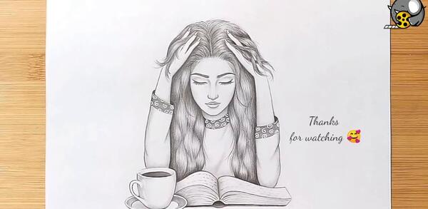 عکس نقاشی دختر طراحی زیبا