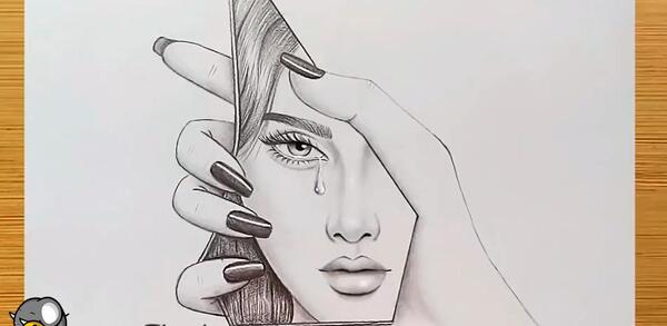 عکس نقاشی دختر طراحی زیبا