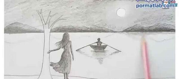 عکس نقاشی سیاه قلم قایق