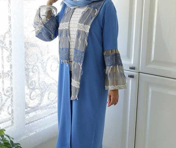 عکس مدل مانتو جدید آبی فیروزه ای