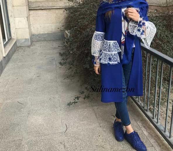 عکس مدل مانتو جدید آبی فیروزه ای