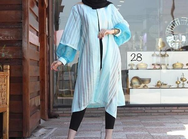 عکس مدل مانتو جدید آبی فیروزه ای