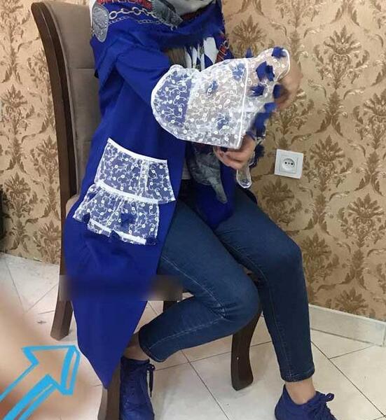 عکس مدل مانتو جدید آبی فیروزه ای