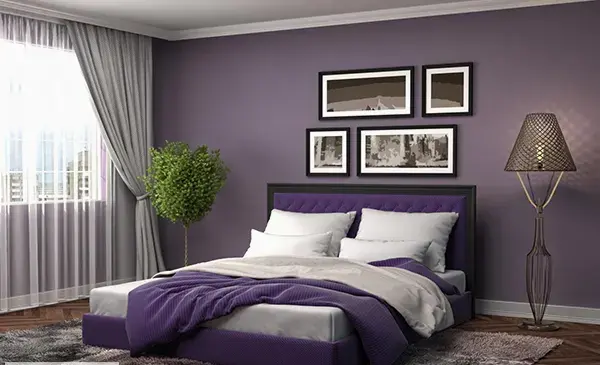 عکس دکوراسیون اتاق خواب یاسی رنگ