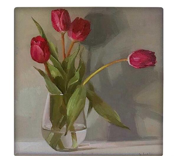 عکس نقاشی گل لاله در گلدان