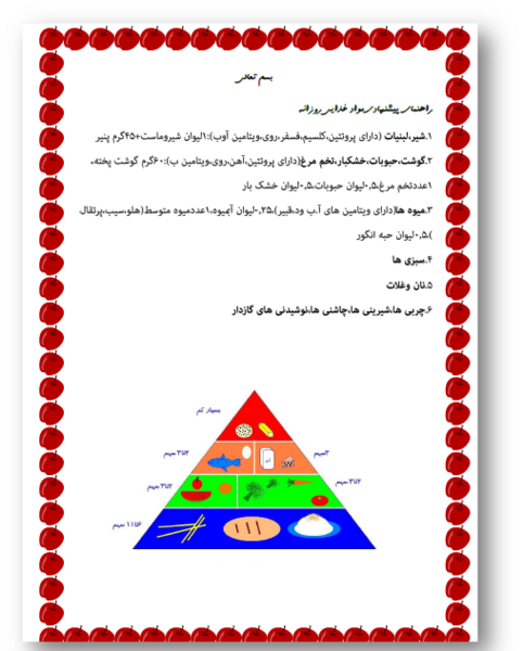 عکس هرم غذایی هفتم