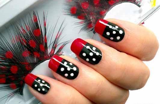 عکس مدل لاک ناخن قرمز و مشکی