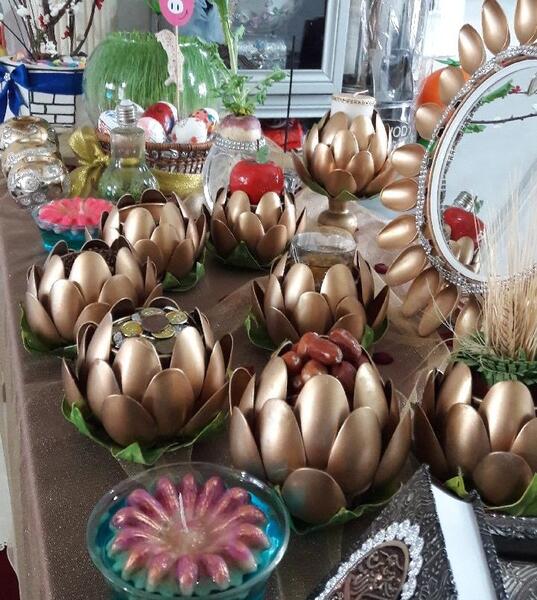 عکس سفره هفت سین با قاشق یکبار مصرف