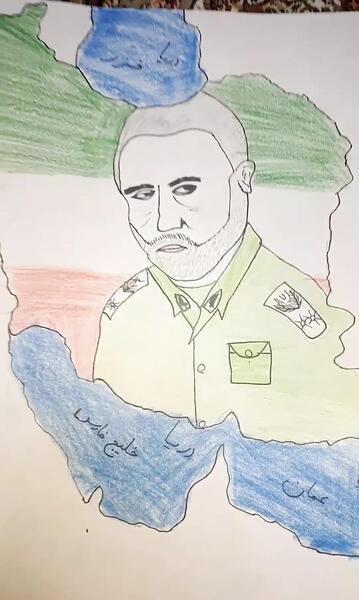 عکس نقاشی ساده از سردار سلیمانی