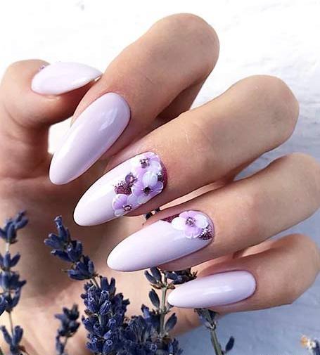 عکس طرح ناخن یاسی بنفش
