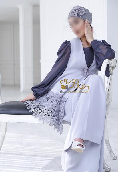 عکس لباس مجلسی گیپور و حریر