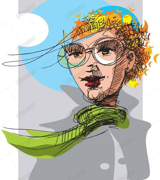 عکس نقاشی دختر عینکی