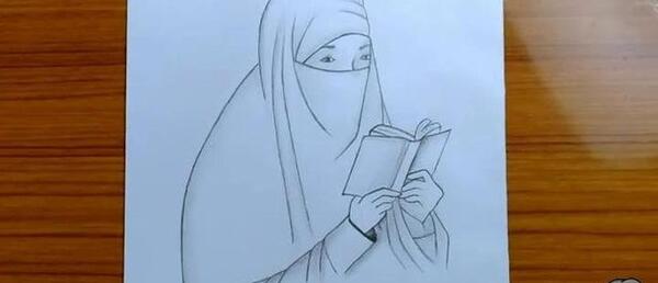 عکس نقاشی دختر محجبه