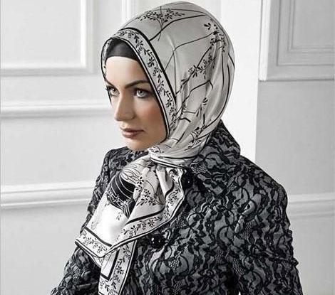 عکس روسری سفید مشکی