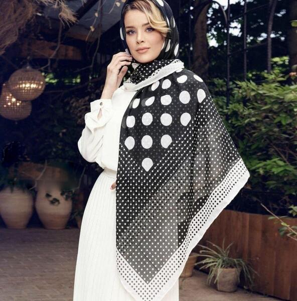 عکس روسری سفید مشکی