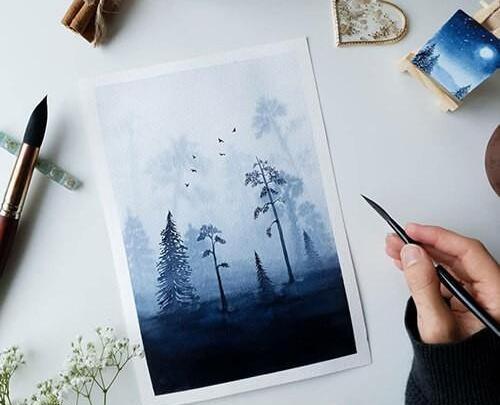عکس ایده نقاشی آبرنگ ساده