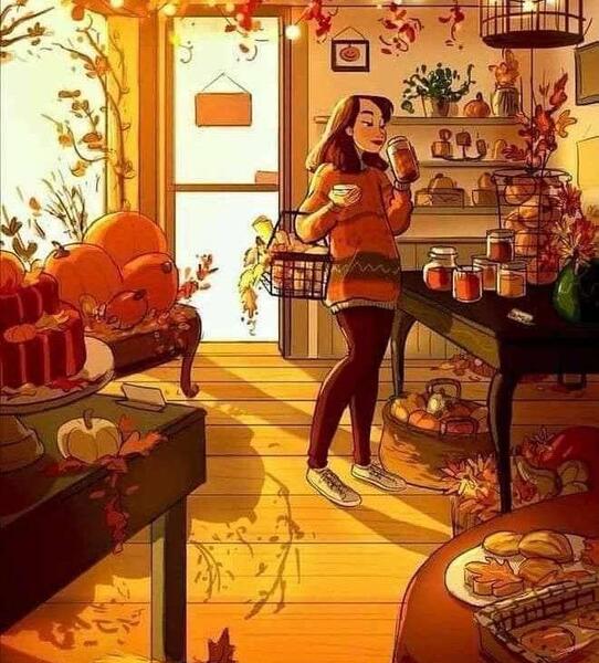عکس پاییزی کارتونی دخترانه