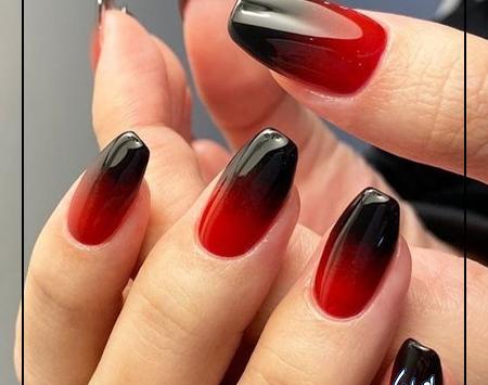 عکس مدل ناخن رنگ قرمز و مشکی