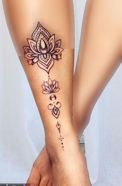 عکس تاتو دخترانه روی پا