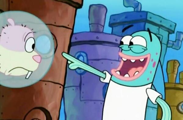عکس باب اسفنجی روی سنگ قبر